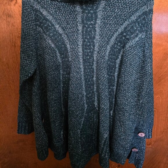 Roaman's Woman's Cowl Neck Tunic Length Long Sleeve Green Sweater 1X (22-24) - Picture 3 of 6